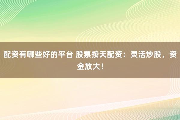 配资有哪些好的平台 股票按天配资：灵活炒股，资金放大！