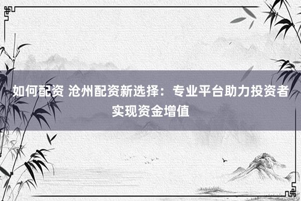 如何配资 沧州配资新选择：专业平台助力投资者实现资金增值