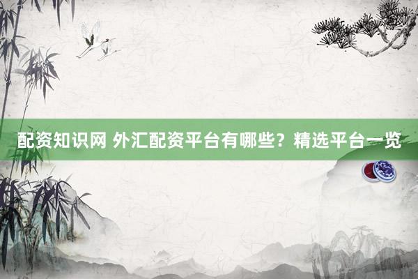 配资知识网 外汇配资平台有哪些？精选平台一览