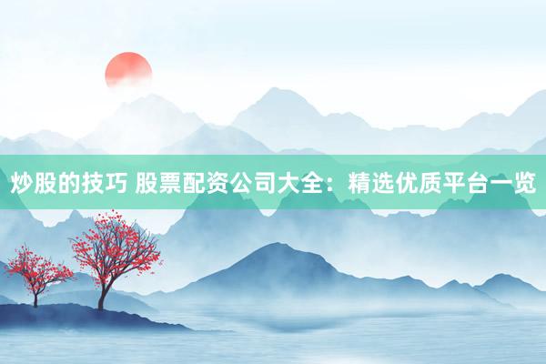 炒股的技巧 股票配资公司大全：精选优质平台一览