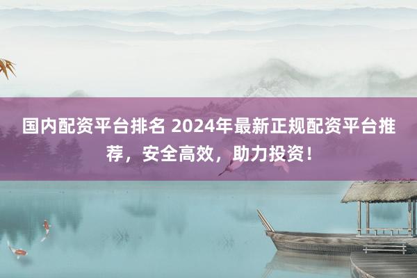国内配资平台排名 2024年最新正规配资平台推荐，安全高效，助力投资！