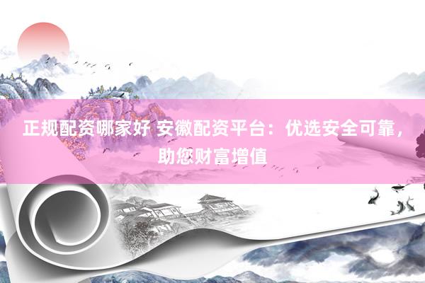 正规配资哪家好 安徽配资平台：优选安全可靠，助您财富增值