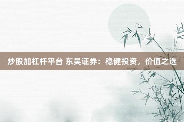 炒股加杠杆平台 东吴证券：稳健投资，价值之选