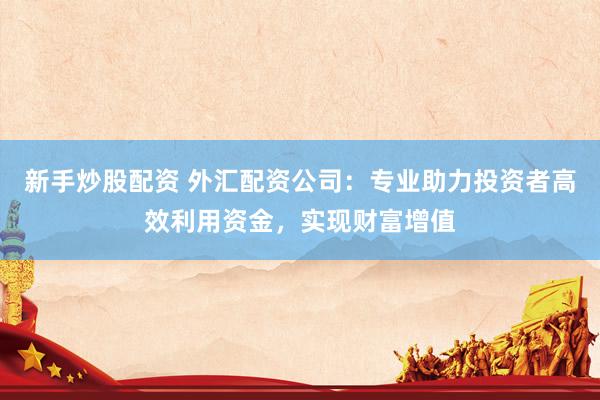 新手炒股配资 外汇配资公司：专业助力投资者高效利用资金，实现财富增值