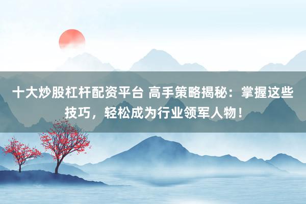 十大炒股杠杆配资平台 高手策略揭秘：掌握这些技巧，轻松成为行业领军人物！