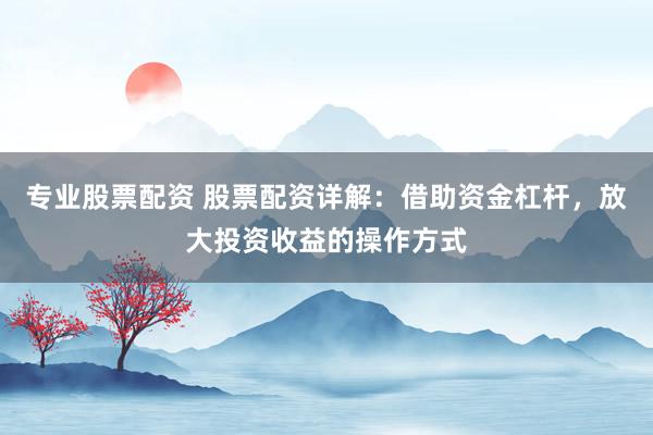 专业股票配资 股票配资详解：借助资金杠杆，放大投资收益的操作方式