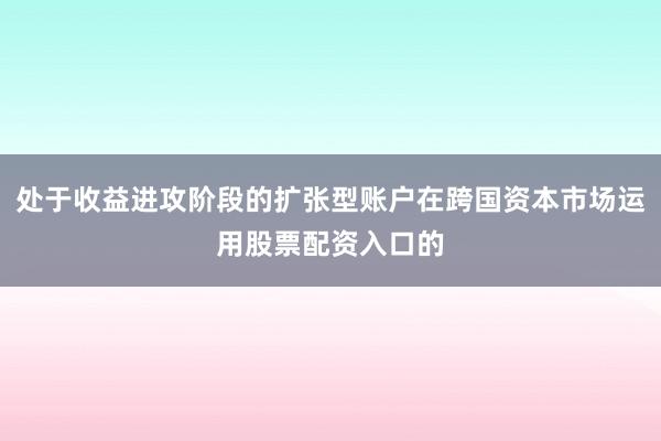 处于收益进攻阶段的扩张型账户在跨国资本市场运用股票配资入口的