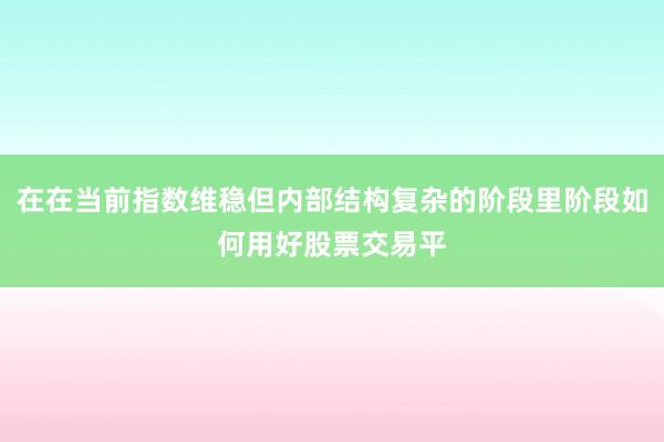 在在当前指数维稳但内部结构复杂的阶段里阶段如何用好股票交易平