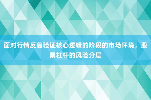 面对行情反复验证核心逻辑的阶段的市场环境，股票杠杆的风险分层
