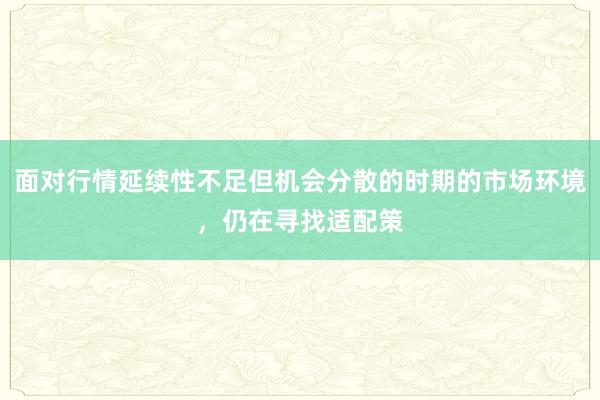 面对行情延续性不足但机会分散的时期的市场环境，仍在寻找适配策
