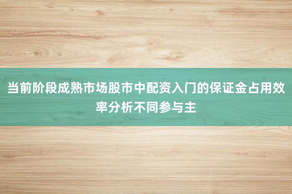 当前阶段成熟市场股市中配资入门的保证金占用效率分析不同参与主